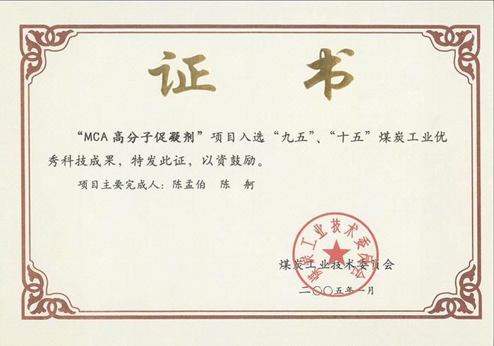 2005年1月MCA高分子促凝劑獲“九五、十五”科技成果獎.jpg